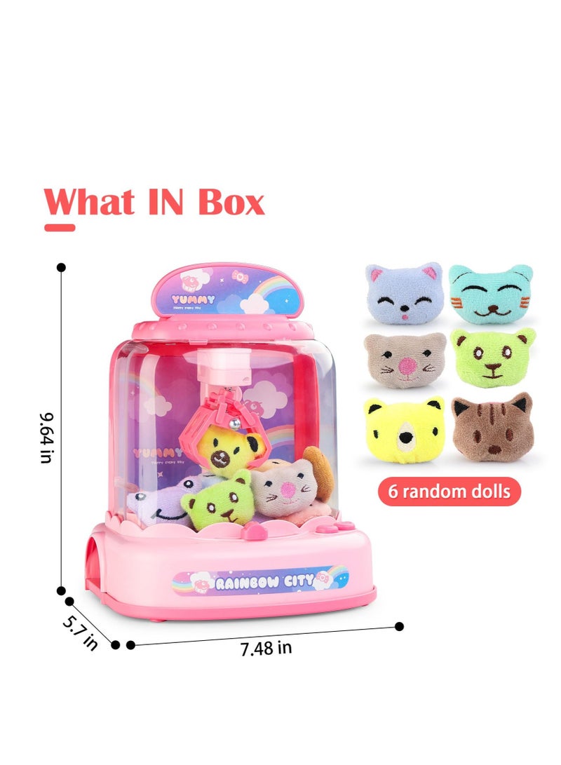 Claw Machine for Kids,Electronic Arcade Game Indoor Toy with Music Light, Mini Vending Machine Girl Toys, Candy Grabber Toys,Suitable for 3 5 6 7 9 year old Kids Birthday Gift (6 Mini Dolls)
