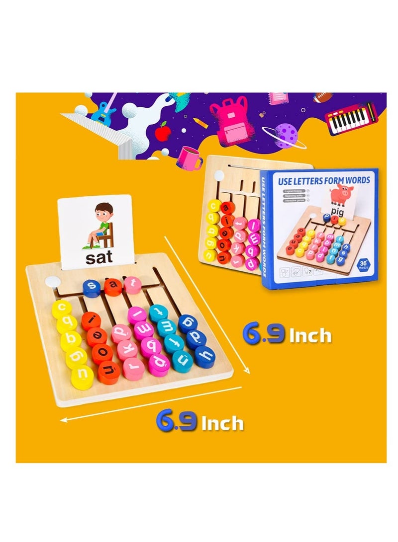 Montessori Toys for Toddlers ,Puzzle Building Blocks CVC Sight Words Game, Alphabet Learning Toy for Preschool Boys Girls