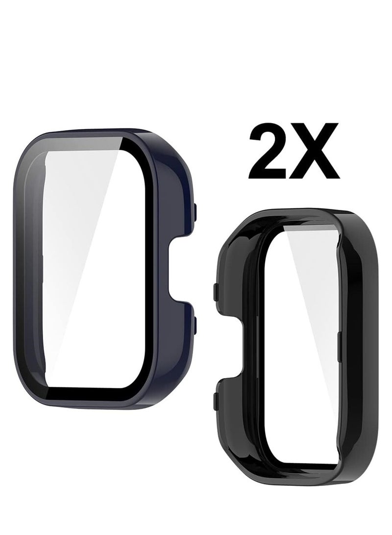 2 Pcs Case With Tempered Glass Screen Protector Compatible for Xiaomi Redmi Watch 3, 9H Hardness All-round Protective Cover Ultra-thin Protective PC Case Cover