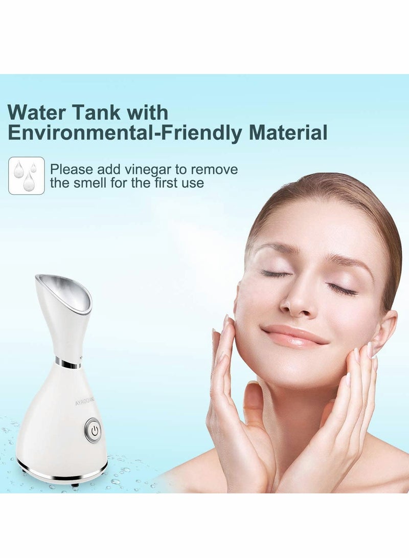 Face Steamer for Pores, Facial Steamer Nano Ionic, Upgraded Spa Warm Mist Humidifier Atomizer Sprayer for Home Sauna Moisturizing Deep Cleaning with Blackhead Remover, Massager
