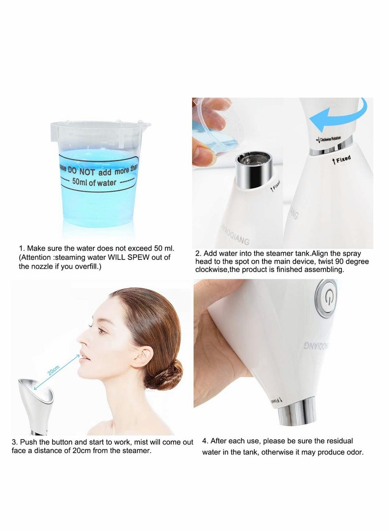 Face Steamer for Pores, Facial Steamer Nano Ionic, Upgraded Spa Warm Mist Humidifier Atomizer Sprayer for Home Sauna Moisturizing Deep Cleaning with Blackhead Remover, Massager