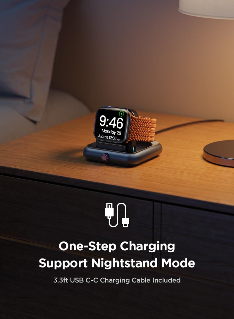 Portable Magnetic Charging Dock for Apple Watch, Detachable Wireless Fast Watch Charger Stand with Charging Cable, Compatible with Apple Watch Series 9 8 7 SE 6 5 4 3 2 (Black)