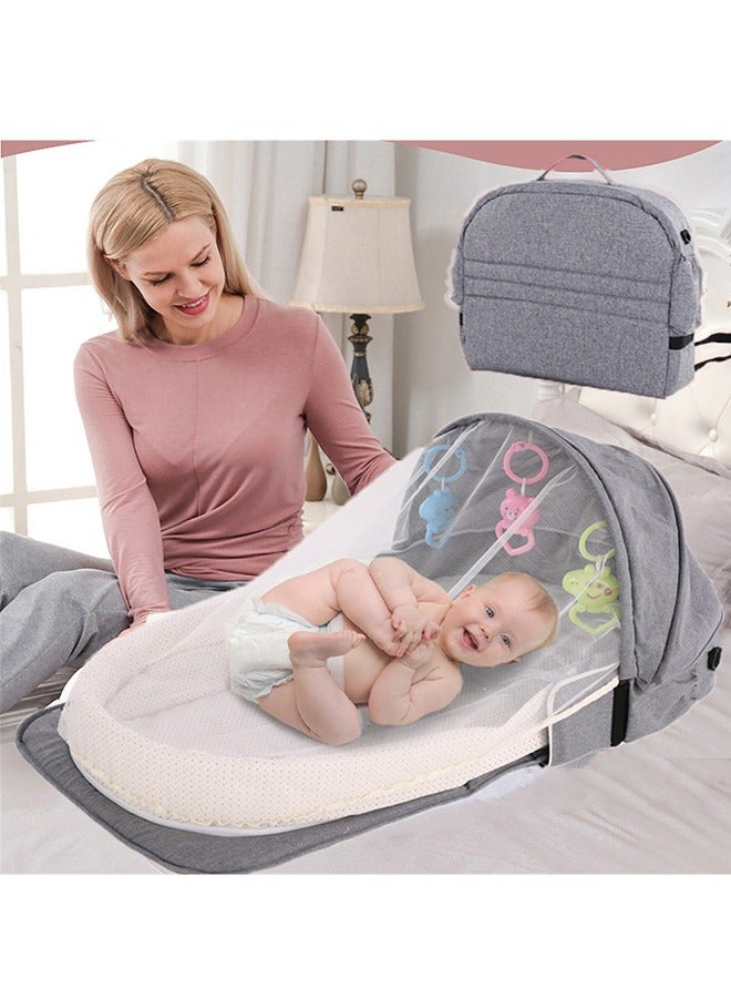 Portable Foldable Baby Carry Cot Crib Bed With Soft Mattress and Mosquito Net
