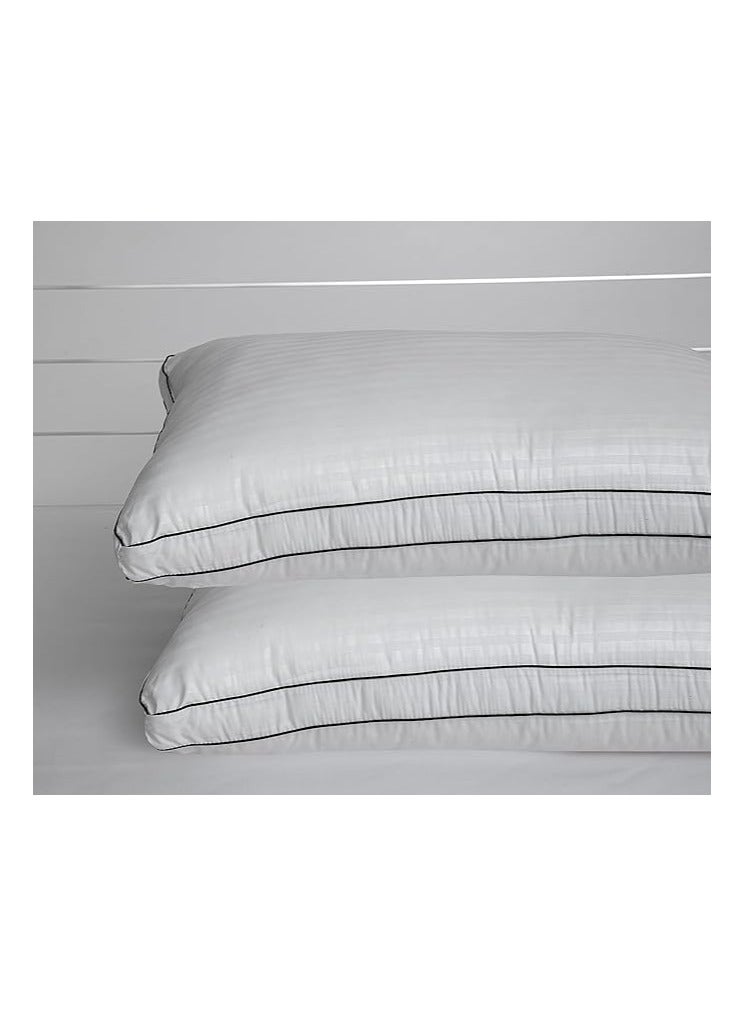 COMFY SET OF 2 WHITE SOFT HOTEL STYLE DOUBLE PIPING PILLOW