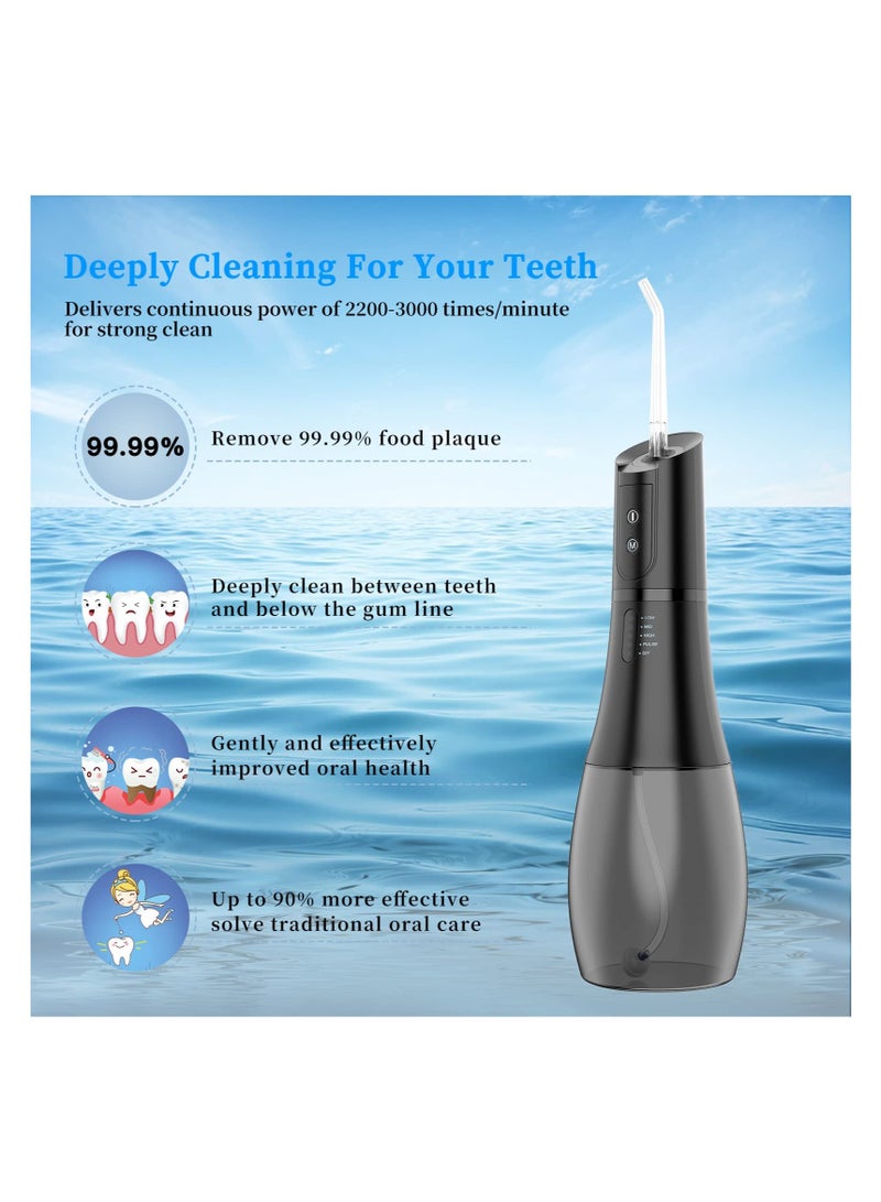 Cordless Water Dental Flosser, 4 Modes Professional Dental Oral Irrigator, Portable and Rechargeable Oral Irrigator, with IPX8 Waterproof, for Travel, Home Use and Teeth Braces Care (Black)