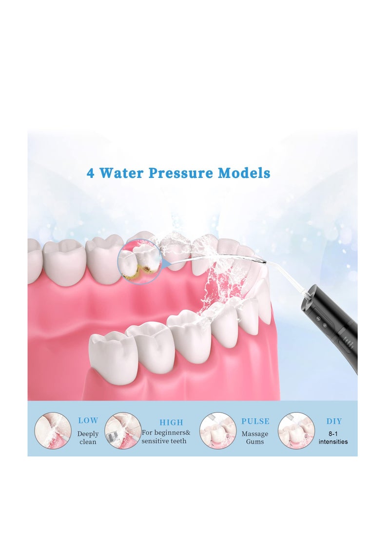 Cordless Water Dental Flosser, 4 Modes Professional Dental Oral Irrigator, Portable and Rechargeable Oral Irrigator, with IPX8 Waterproof, for Travel, Home Use and Teeth Braces Care (Black)