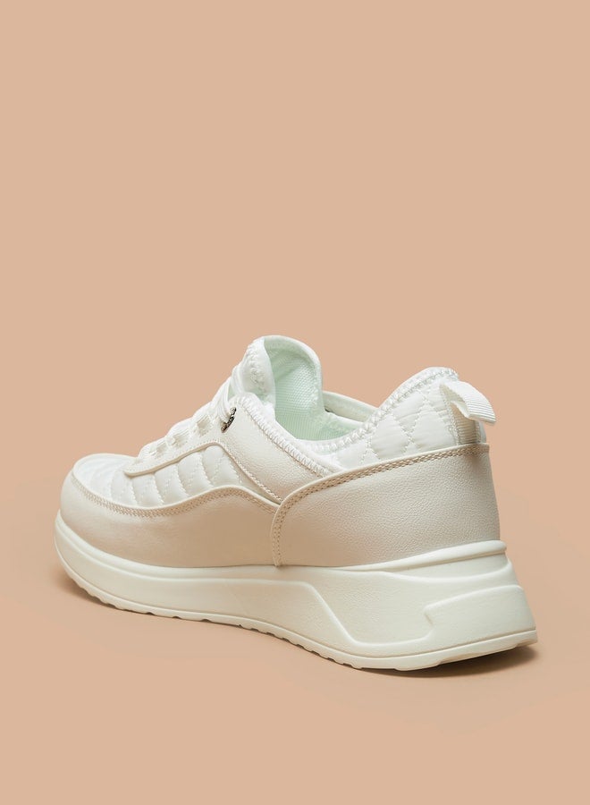 Women's Quilted Sneakers with Lace-Up Closure