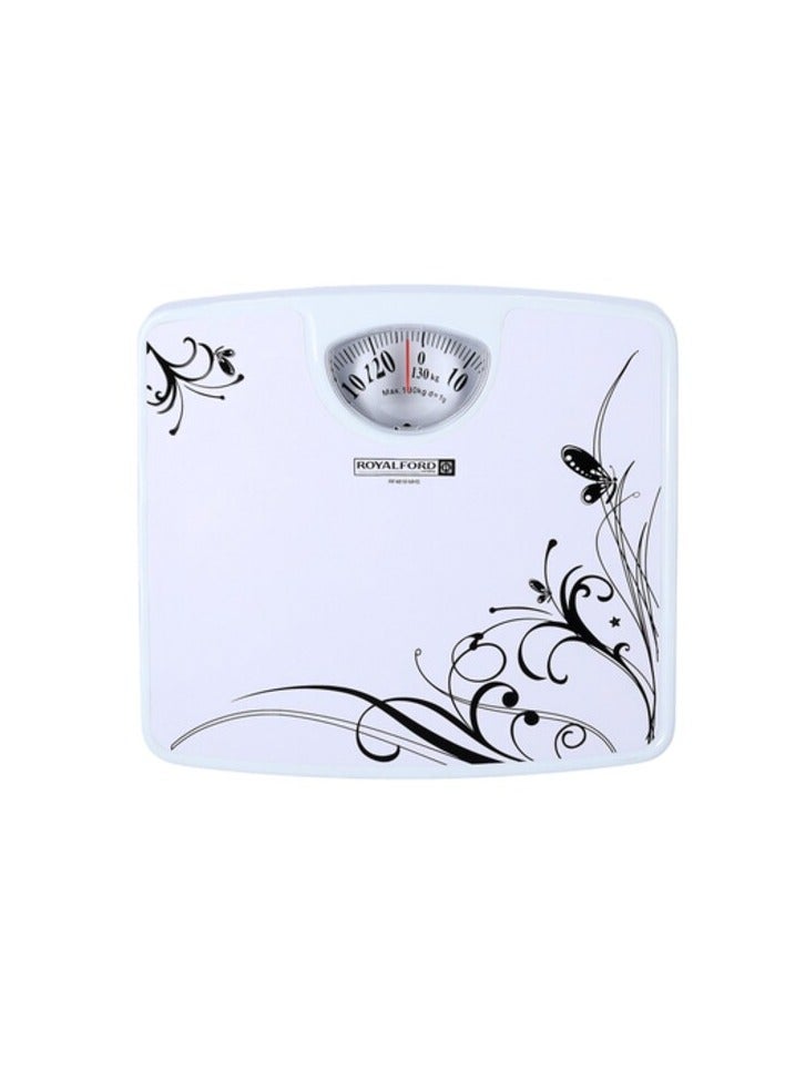 Royalford Rf4818 Weighing Scale - Analogue Manual Mechanical Weighing Machine For Human Body-Weight Machine, 130Kg Capacity, Bathroom Scale, Large Rotating Dial, Compact