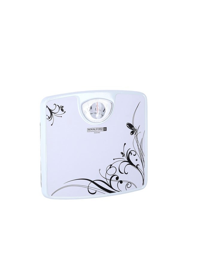 Royalford Rf4818 Weighing Scale - Analogue Manual Mechanical Weighing Machine For Human Body-Weight Machine, 130Kg Capacity, Bathroom Scale, Large Rotating Dial, Compact