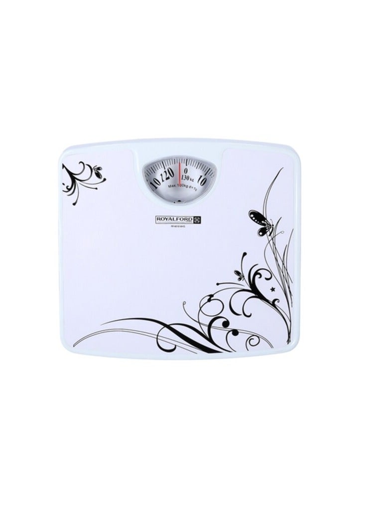 Royalford Rf4818 Weighing Scale - Analogue Manual Mechanical Weighing Machine For Human Body-Weight Machine, 130Kg Capacity, Bathroom Scale, Large Rotating Dial, Compact