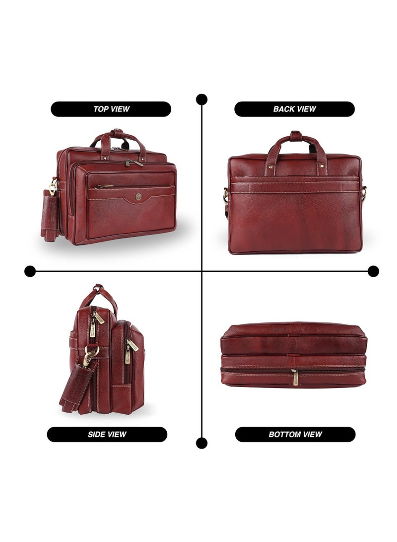 Laptop Bag for Men - Fits 14/15.6/16 Inch Laptop - Brown - Office Bag, Messenger & Shoulder Bag - Executive Bag for Office Use & Travel - Expandable Leather Bag LB162, CNBP
