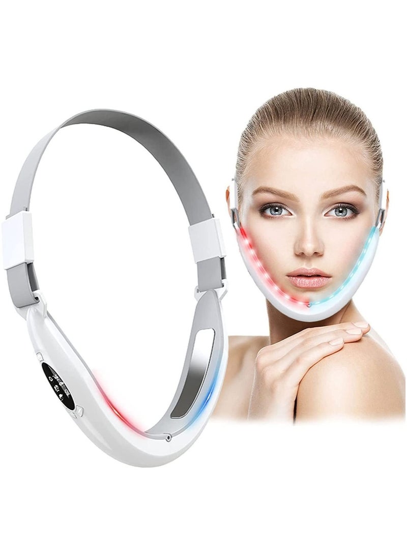Electric V-Shape Face Shaping Massager, Double Chin Reducer, Micro Current Slimming EMS Facial Lift Device Massager LED Photon Therapy