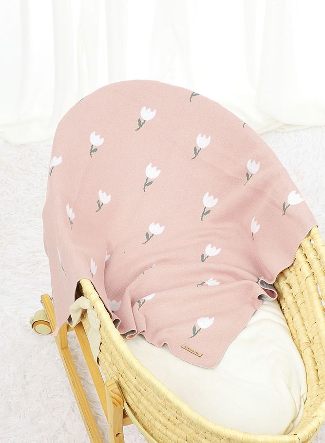 100% Cotton Baby Swaddling Blanket with Flower Pattern 80*100cm Pink