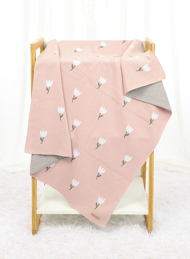 100% Cotton Baby Swaddling Blanket with Flower Pattern 80*100cm Pink