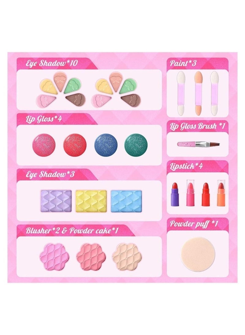 Kids Makeup Kit for Girls, Children's Kit, Bags with Mirror Makeup, Suitable Girls' Non -toxic, Washed Role -Playing Young Girls