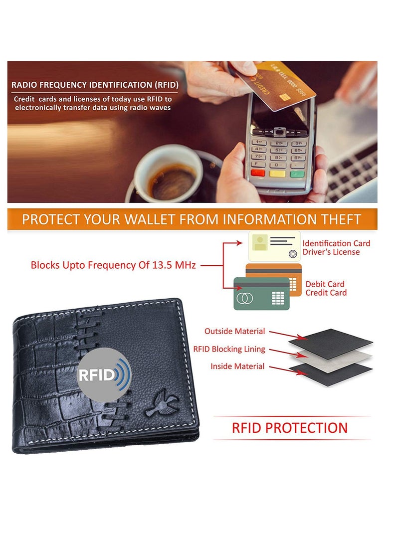 Markus Black Men’s Leather Wallet | Leather Wallet for Men | RFID Men’s Wallet