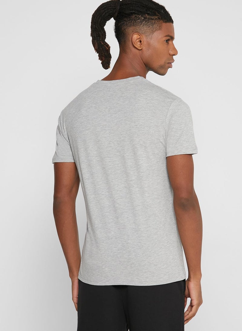 Logo V Neck T-Shirt Grey