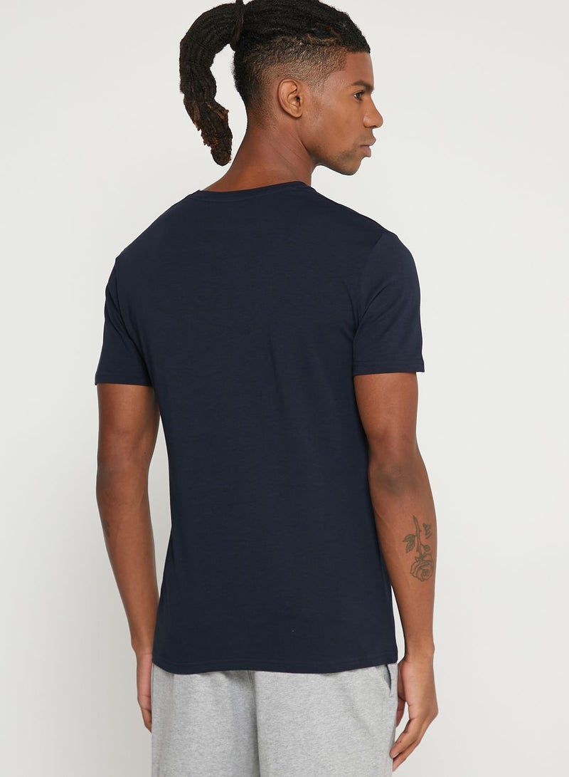 Logo V Neck T-Shirt Navy