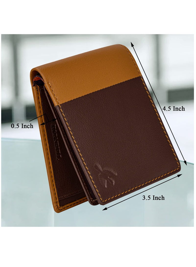 Joseph RFID Blocking Leather Wallet for Men, Brown, Two-Fold Wallet