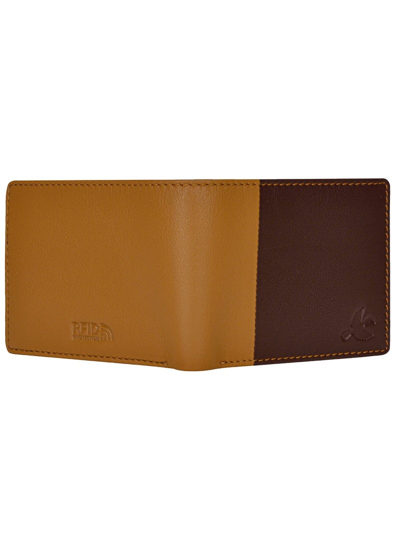 Joseph RFID Blocking Leather Wallet for Men, Brown, Two-Fold Wallet