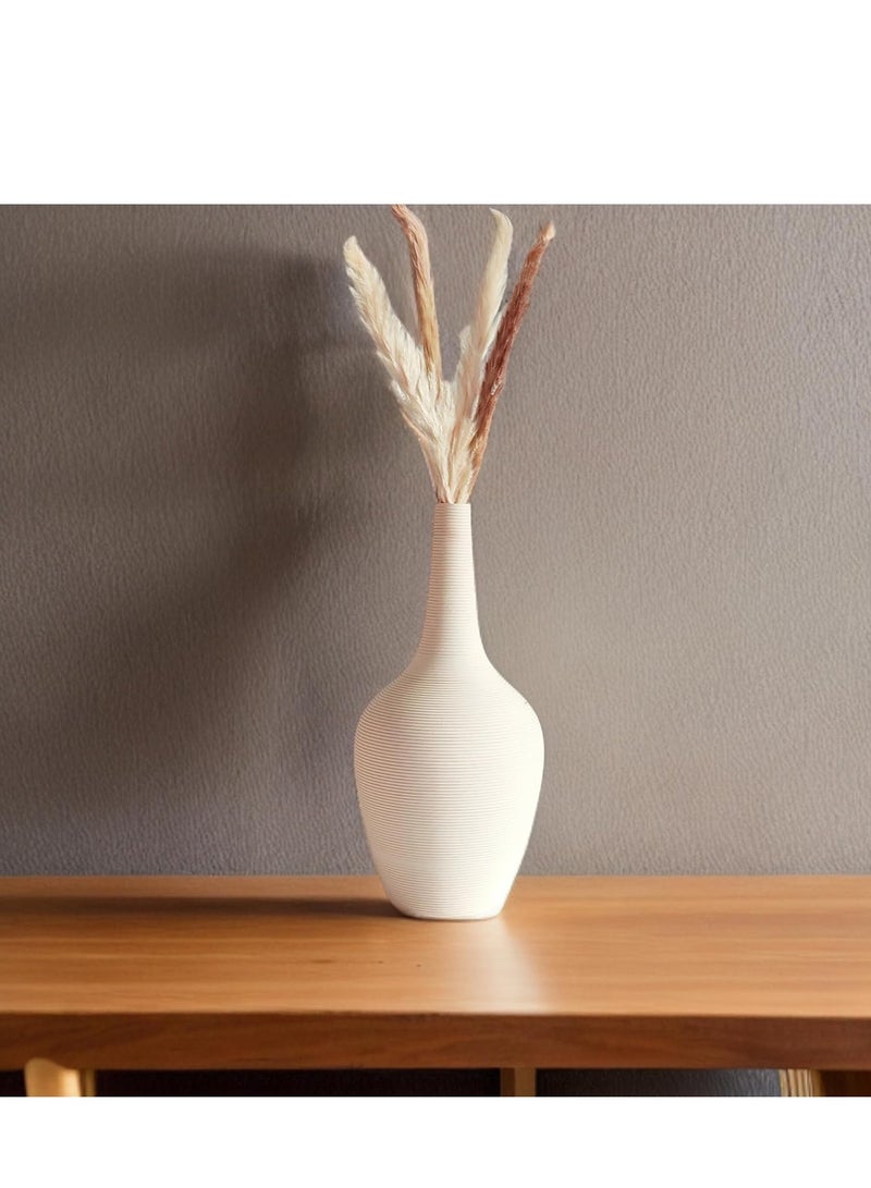 Tall Neck Warm White Vase for Real & Dried Flower Decor - Large | Minimalist Vases for Home Decor, Events, Lobby, Tables, Events | Gifting
