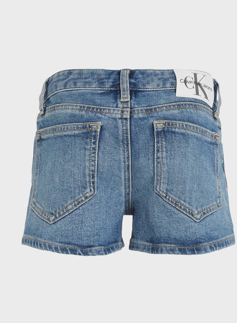 Kids Mid Wash Denim Shorts