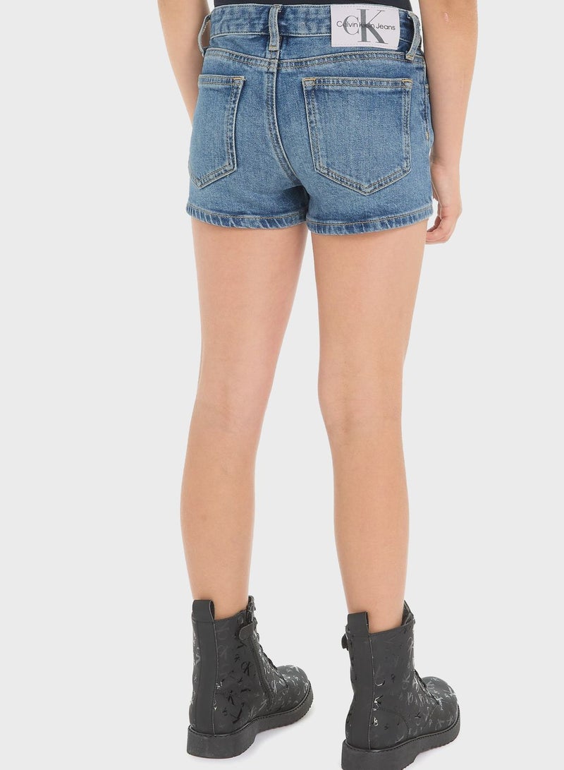 Kids Mid Wash Denim Shorts