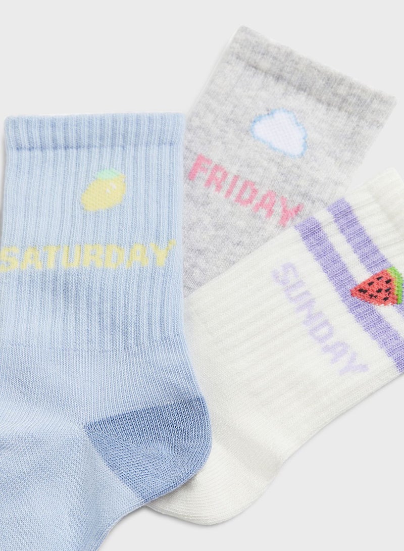 Kids 7 Pack Printed Socks