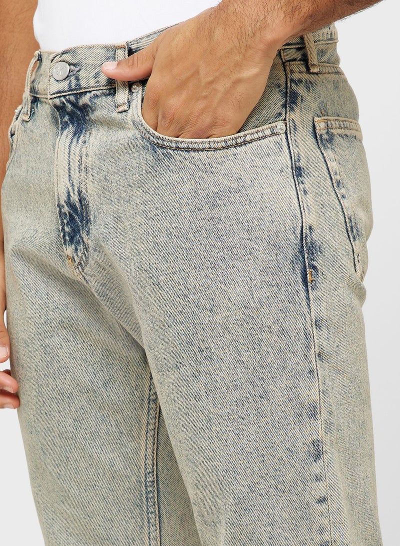 Mid Wash Straight Fit Jeans