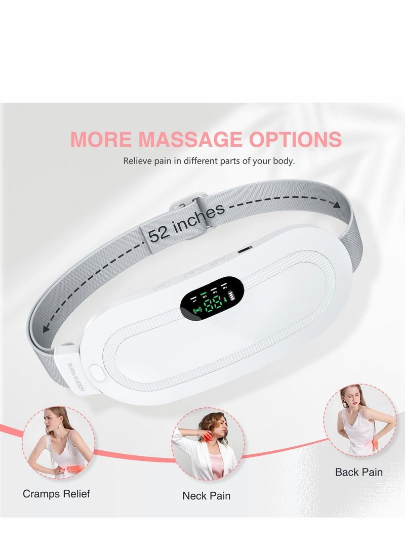 Portable Cordless Heating Pad, Electric Waist Belt Device, Fast Pad with 3 Heat Levels and 4 Massage Modes, Back or Belly for Women Girl(White)