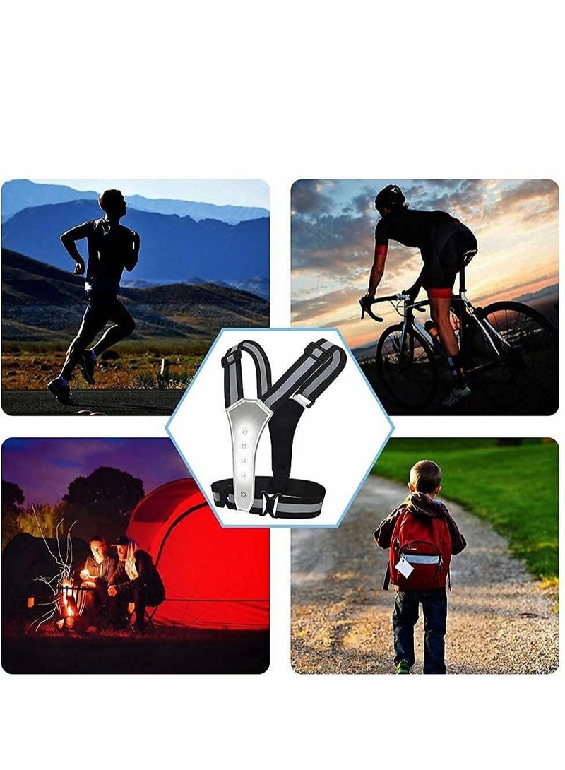 LED Reflective Running Vest for Runners, High Visibility Warning Lights with Adjustable Waist/Shoulder Men/Women Night Running, Walking, Cycling, Biking