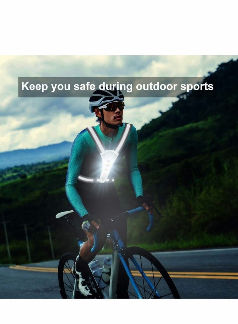 LED Reflective Running Vest for Runners, High Visibility Warning Lights with Adjustable Waist/Shoulder Men/Women Night Running, Walking, Cycling, Biking