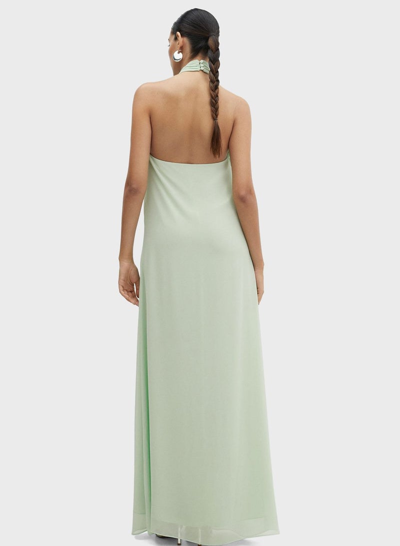 Halter Neck Open Back Dress