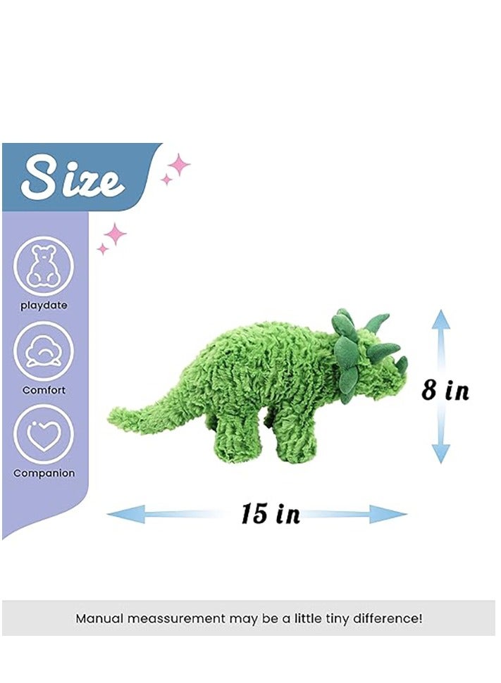 Soft Triceratops Stuffed Animal Soft Plushie Dinosaur Plush Toy Adorable Gift for Boys Girls Kids Toddlers, Green, 15''