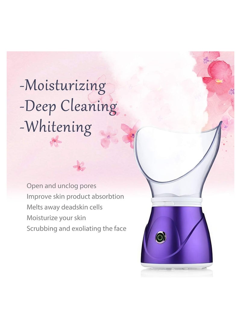 Facial Steamer, Silicone Facial Steamer, Warm Mist Moisturizing Sinuses Face Steam, Home Sauna Spa Humidifier Sprayer, Cleaning Pores Blackheads, BPA Free Steaming Skincare, Removes Dirt, Oil Makeup