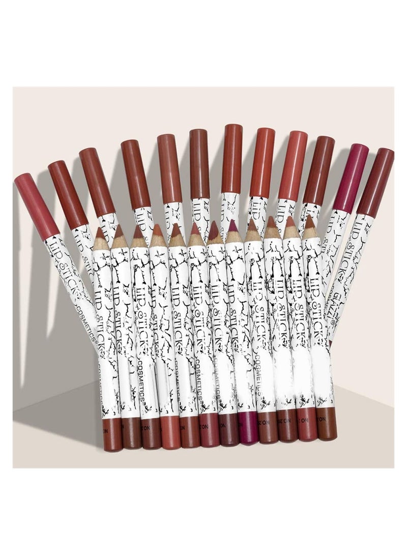 12 Colors Matte Lip Liner Pencil Set, Long Lasting Fade Resistant Lip Pencil, Professional Lip Liner Set, Firm yet Smooth, Contour and Line with Ease