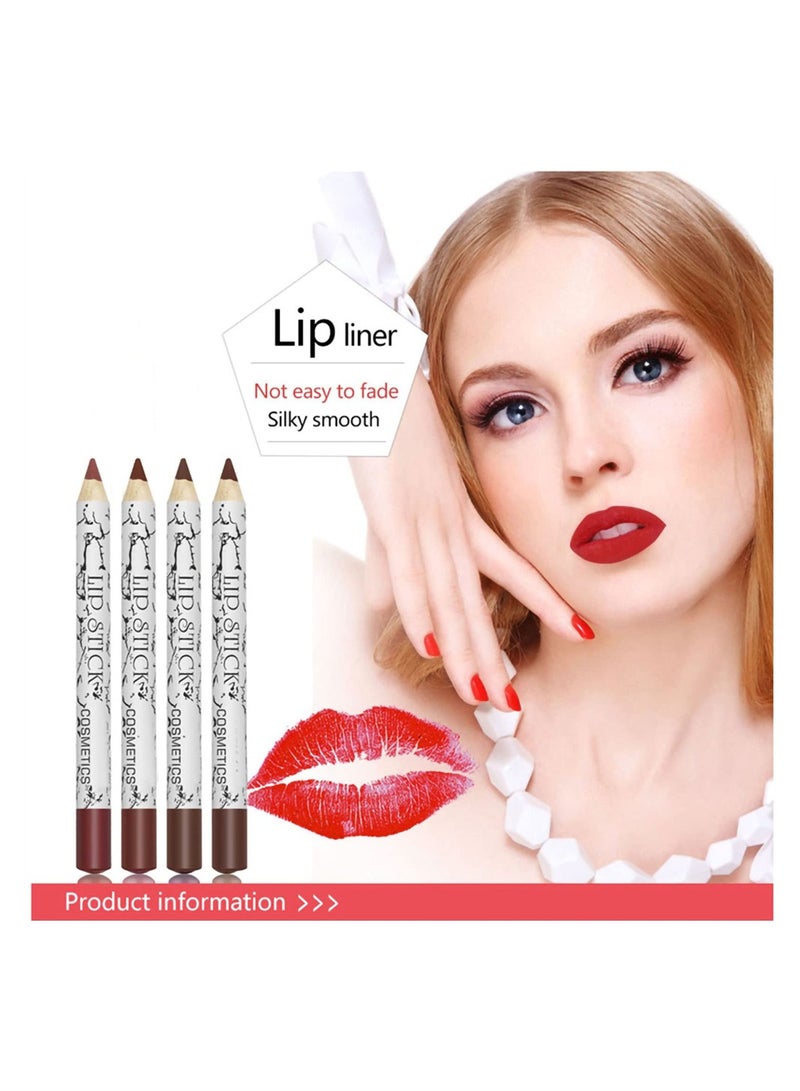 12 Colors Matte Lip Liner Pencil Set, Long Lasting Fade Resistant Lip Pencil, Professional Lip Liner Set, Firm yet Smooth, Contour and Line with Ease