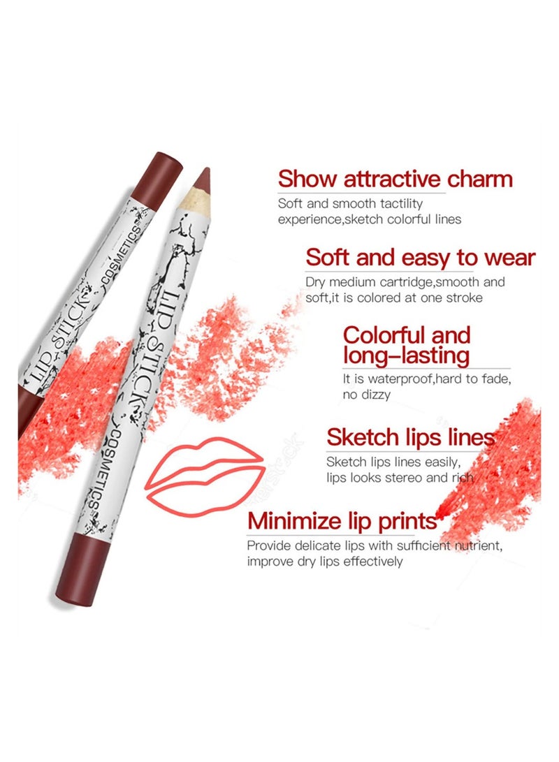 12 Colors Matte Lip Liner Pencil Set, Long Lasting Fade Resistant Lip Pencil, Professional Lip Liner Set, Firm yet Smooth, Contour and Line with Ease