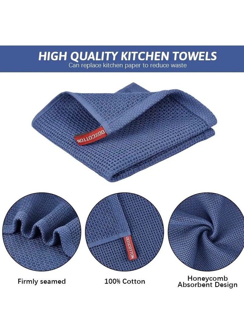 100% Cotton Kitchen Dish Cloths, 6-Pack Ultra Soft Absorbent Quick Drying Dish Towels, Quick Drying Tea Towels Set, 12x12 Inches, Navy Blue