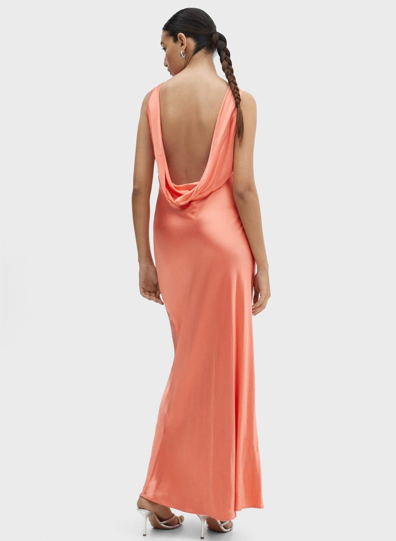 Open Back Satin  Dress