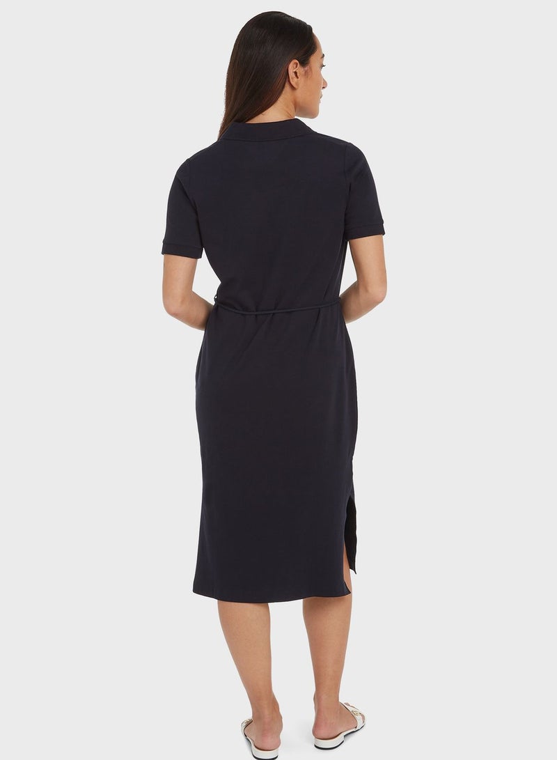 Polo Neck Tie Detail Dress