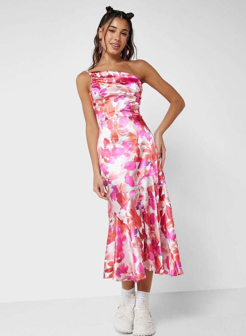 One Shoulder Floral Dress