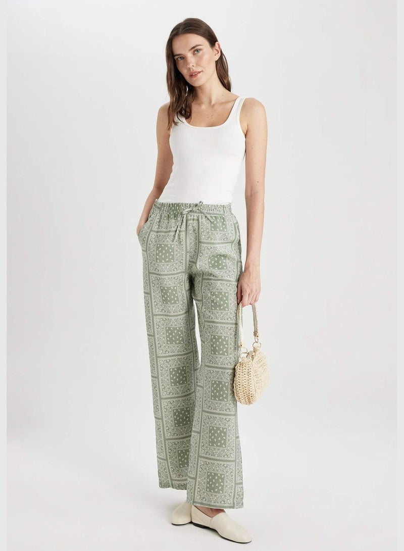 Wide Leg Patterned Comfortable Trousers
