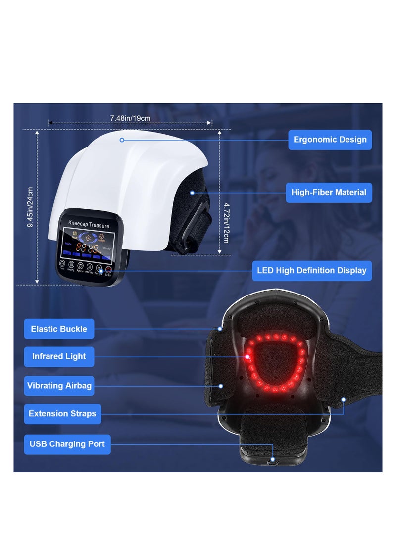 Knee Massager, Multi-Functional Cordless Knee Massager with LED Screen, Rechargeable Electronic Massage with airbag, Infrared Heating and Vibration Function for Swelling Stiffness, Premium & Reliable