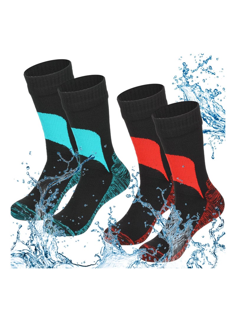 Waterproof Socks Unisex, Waterproof Breathable Socks, Outdoor Hiking Wading Fishing Socks for Men Women, Weatherproof, for Camping, Hiking, Running, Skiing and Other Outdoor Activities(2 Pairs)(M)