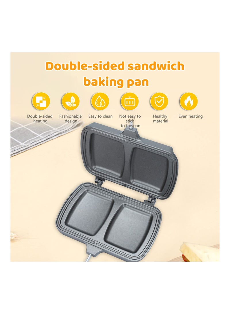 SYOSI Sandwich Maker, Double-Sided Sandwich Baking Pan, Grilled Cheese Maker, Non Stick Frying Pan, Removable Handle, Flip Grill Pan, Sandwich Baking Tray for Breakfast Pancakes, Omelets and Toast