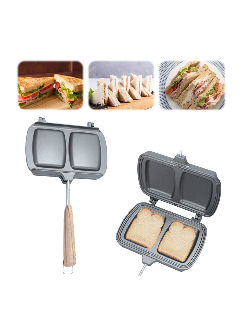 SYOSI Sandwich Maker, Double-Sided Sandwich Baking Pan, Grilled Cheese Maker, Non Stick Frying Pan, Removable Handle, Flip Grill Pan, Sandwich Baking Tray for Breakfast Pancakes, Omelets and Toast