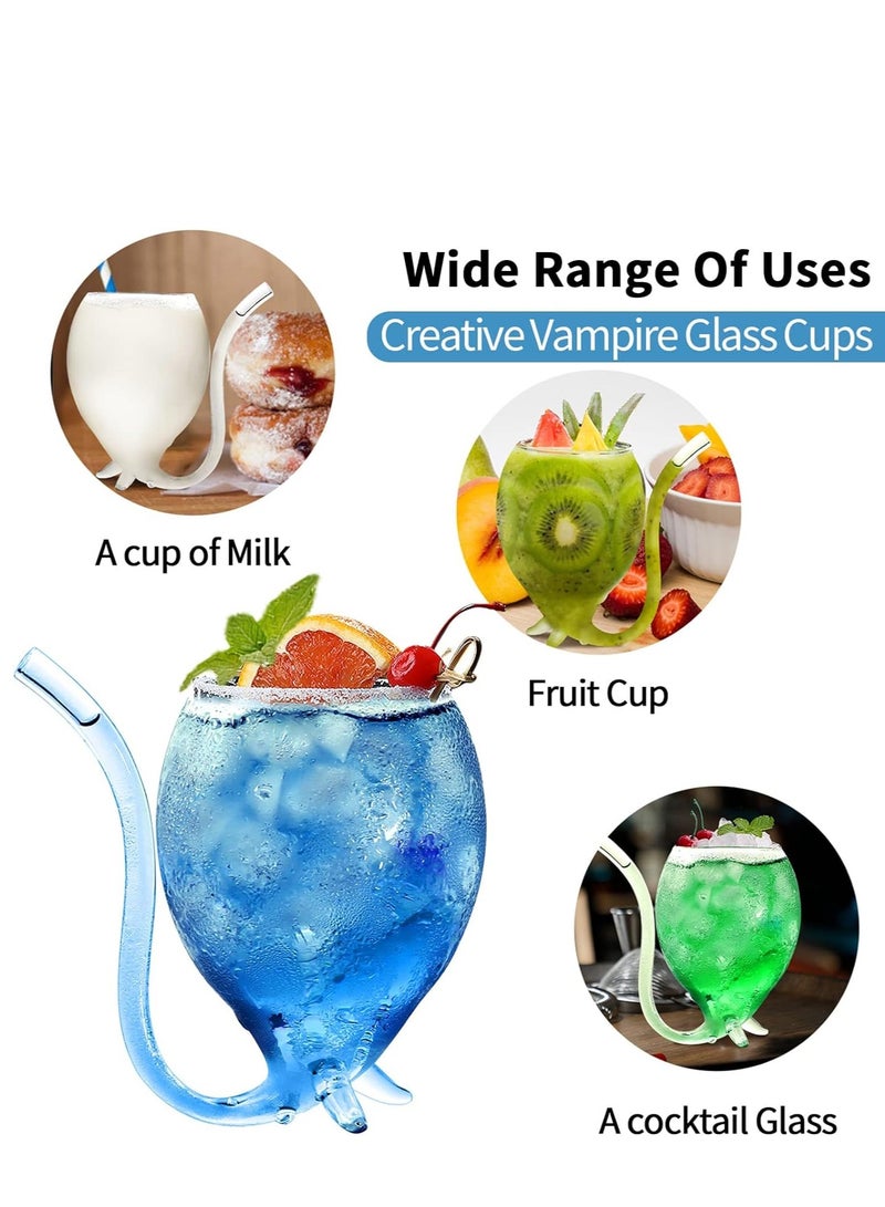 12oz Set Of 4 Creative Cocktail Glasses Decanter Cups Mugs with Built-in Straw for Cocktail Wine Juice Ice Cream Champagne Home Bar Party Club Glassware Barware