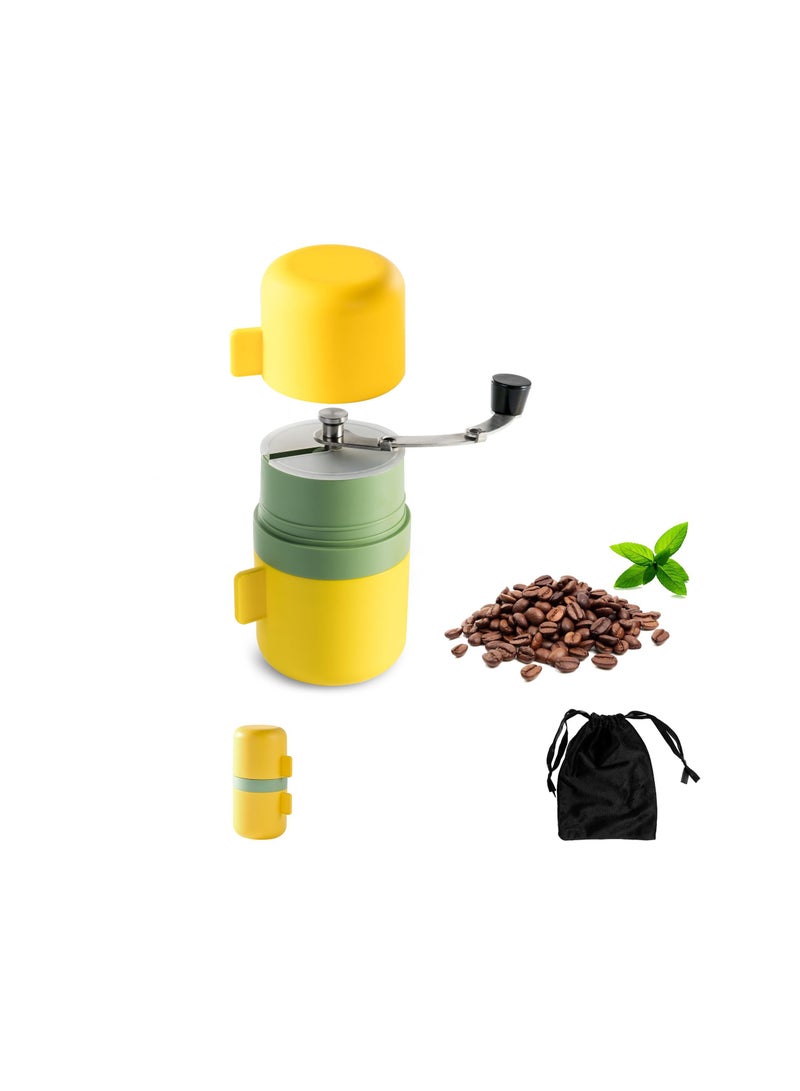 Manual Coffee Grinder Portable, Manual Coffee Bean Grinder with Conical Ceramic Burr, Foldable Rocker, Adjustable Coarseness, Burr Hand Coffee Grinder for Outdoor Traveling Camping Office Home