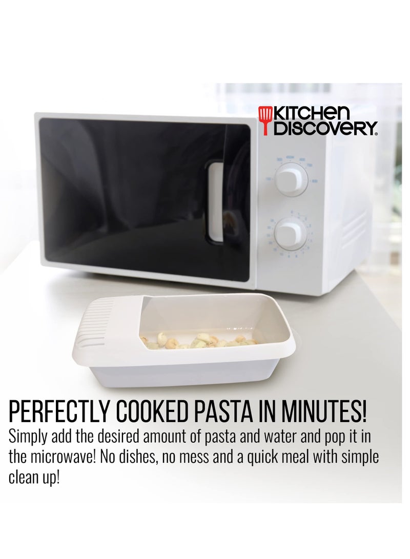 Microwave Pasta Cooke, No Boil, No Mess, No Fuss Pasta Recipes, No Stick Pasta Cooker With Strainer Ready In As Little As 10 Minutes for up to 4 Servings, Made For More Pasta Menus